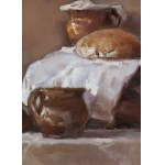 Józef Panfil (b. 1958, Tomaszów Mazowiecki), Still life with loaves of bread