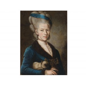 Portrait of an aristocratic lady with a dog, 18th century