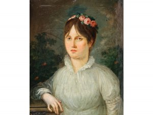 Artiste du XIXe siècle, Jeune fille avec une couronne de fleurs