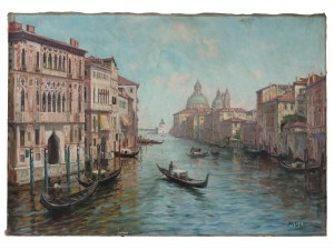 Wenecja: Kanał Grande z widokiem na Santa Maria della Salute, połowa XX wieku