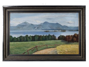Poranek nad jeziorem Traunsee, olej na płótnie