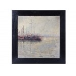 Unknown painter of the 20th century, Ships in the harbor