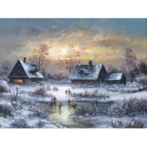 German painter of the 20th century, Winter Pleasure