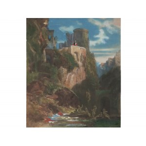 After a painting by Carl Spitzweg, Watercolor lithograph