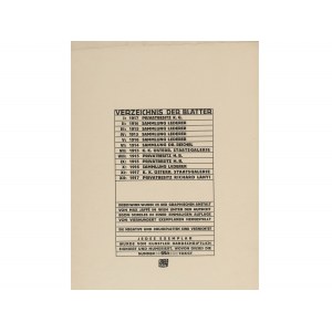 Collotype on paper, Table of contents of the 12 sheets by Egon Schiele