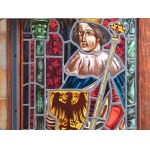 Glass painting of three emperors, Reverse glass painting set in lead 19th century wooden frame