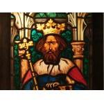 Glass painting of three emperors, Reverse glass painting set in lead 19th century wooden frame