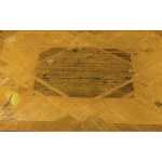 Baroque table, Table top inlaid, with 4 coats of arms in the corner