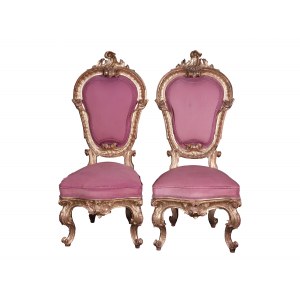 Pair of armchairs, Carved & gilded wood