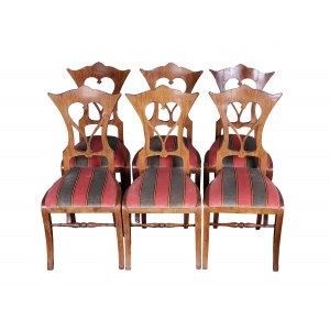 6 armchairs, Biedermeier
