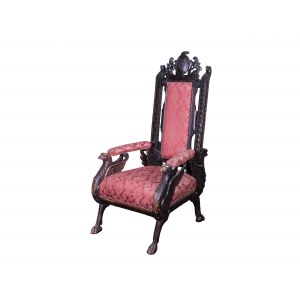Ornate armchair with griffin, Carved wood