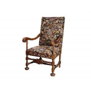 Armchair, Wood upholstered with tapestry fabric