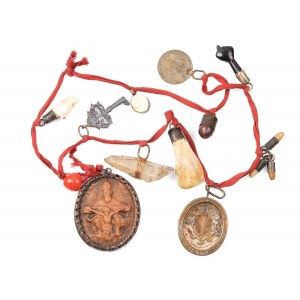 Rosary with Arma Christi, Terracotta relief with mercy seat & relics