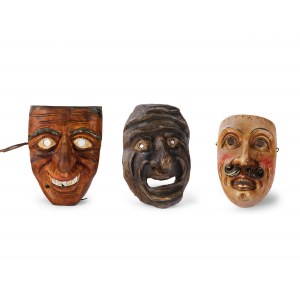 Mixed lot: 3 Perchten masks, Val Gardena