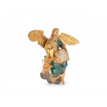 Angel playing music, Carved wood