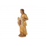 Baroque sculpture with the sweat cloth of Veronica, Carved wood