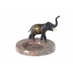 Business card holder, Stone with elephant in Viennese bronze