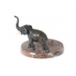 Business card holder, Stone with elephant in Viennese bronze