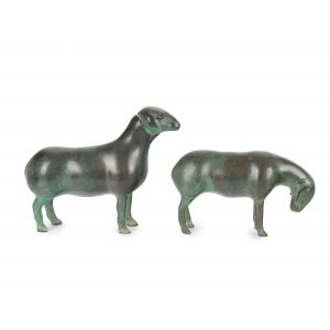 Two sheep, Cast bronze & patinated