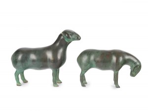 Two sheep, Cast bronze & patinated