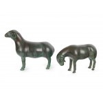 Two sheep, Cast bronze & patinated