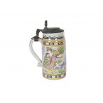 Faience jug with deer motif, Colorfully painted