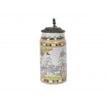 Faience jug with deer motif, Colorfully painted