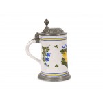 Faience jug with lid, Colorfully painted