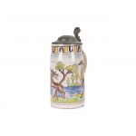 Faience jug with lid, Colorfully painted