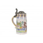 Faience jug with lid, Colorfully painted