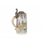 Faience jug with lid, Colorfully painted