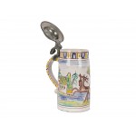 Faience jug with lid, Colorfully painted