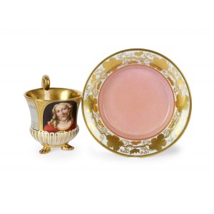Handled cup with saucer, Jesus