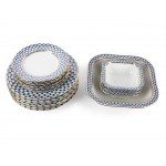 Dinner service 28-piece, Cobalt mesh with gilded accents