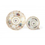 Mixed lot: 3 cups with saucers, Porcelain, colorfully painted & gilded