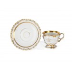 Mixed lot: 3 cups with saucers, Porcelain, colorfully painted & gilded