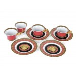 Mixed lot: 4 coffee cups with saucers, Ikarus Medusa (red/gold)