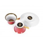 Mixed lot: 4 coffee cups with saucers, Ikarus Medusa (red/gold)