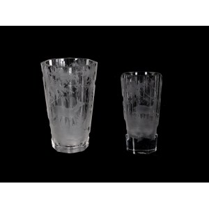 Mixed lot: 2 glasses with cut decoration, Around 1900/20