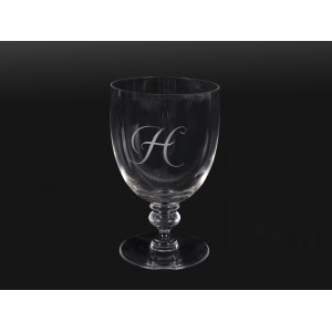 Lobmeyr glass goblet, Colorless glass with engraved H