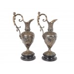 Pair of Renaissance-style ceremonial jugs Circa 1880/90, Silver-plated copper