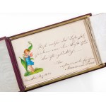 Leather portfolio with greeting cards, Around 1900