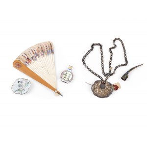 Mixed lot of showcase objects, Silver, ceramics and wood