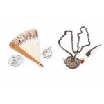 Mixed lot of showcase objects, Silver, ceramics and wood
