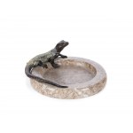 Business card tray, Stone with Viennese bronze salamander