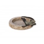 Business card tray, Stone with Viennese bronze salamander
