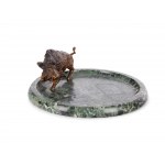 Stone bowl with wild boar, Viennese bronze patinated