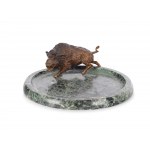 Stone bowl with wild boar, Viennese bronze patinated