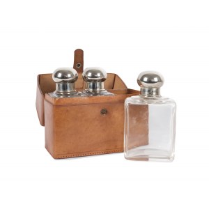 3 perfume bottles, Glass with metal closure