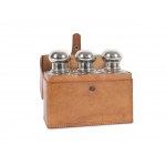 3 perfume bottles, Glass with metal closure